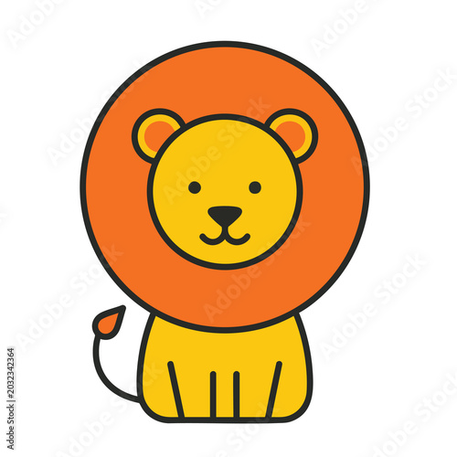 Cute cartoon lion character vector illustration for kids.