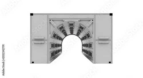 Futuristic White Industrial Tunnel Corridor 3D Architectural Render