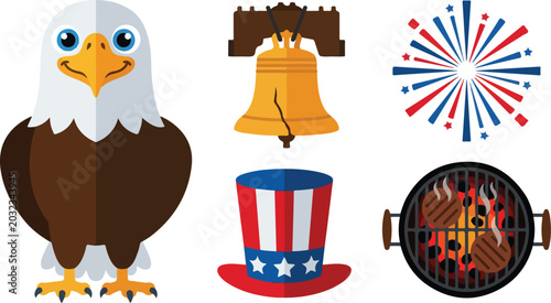 American symbols and objects.