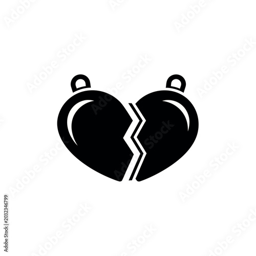 Fotografija Broken Heart Pendant Icon Black Silhouette.