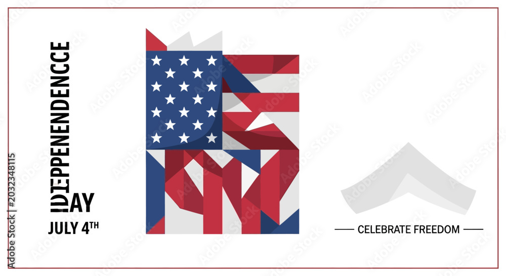 Naklejka premium Abstract Geometric American Flag for Independence Day Celebration