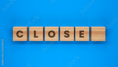 Fotografie Wooden Cubes Spell CLOSE