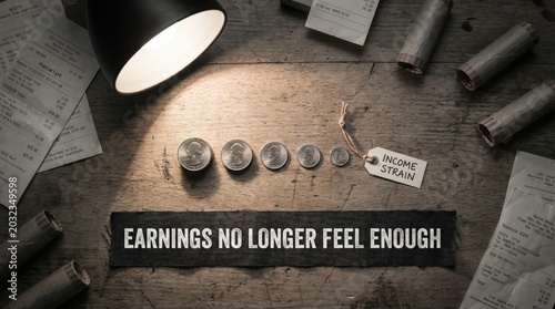 Financial Stress Shown by Diminishing Coins and Income Strain