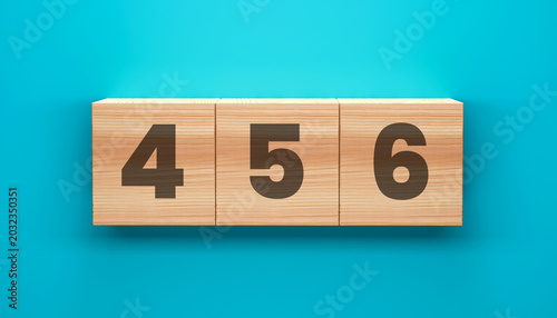 Foto Numerical Sequence Concept With Wooden Number Blocks Representing Data Analysis