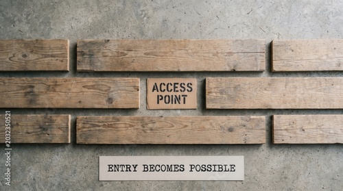 Rustic Wooden Planks With Access Point Sign