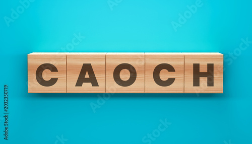 Tableau sur toile C. A. O. C. H. spelled on wooden cubes