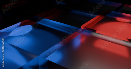 3d abstract square glass with color light with dark background wallpaper