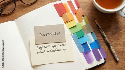 Notebook with Color Tabs Showcasing Diversity and Inclusivity