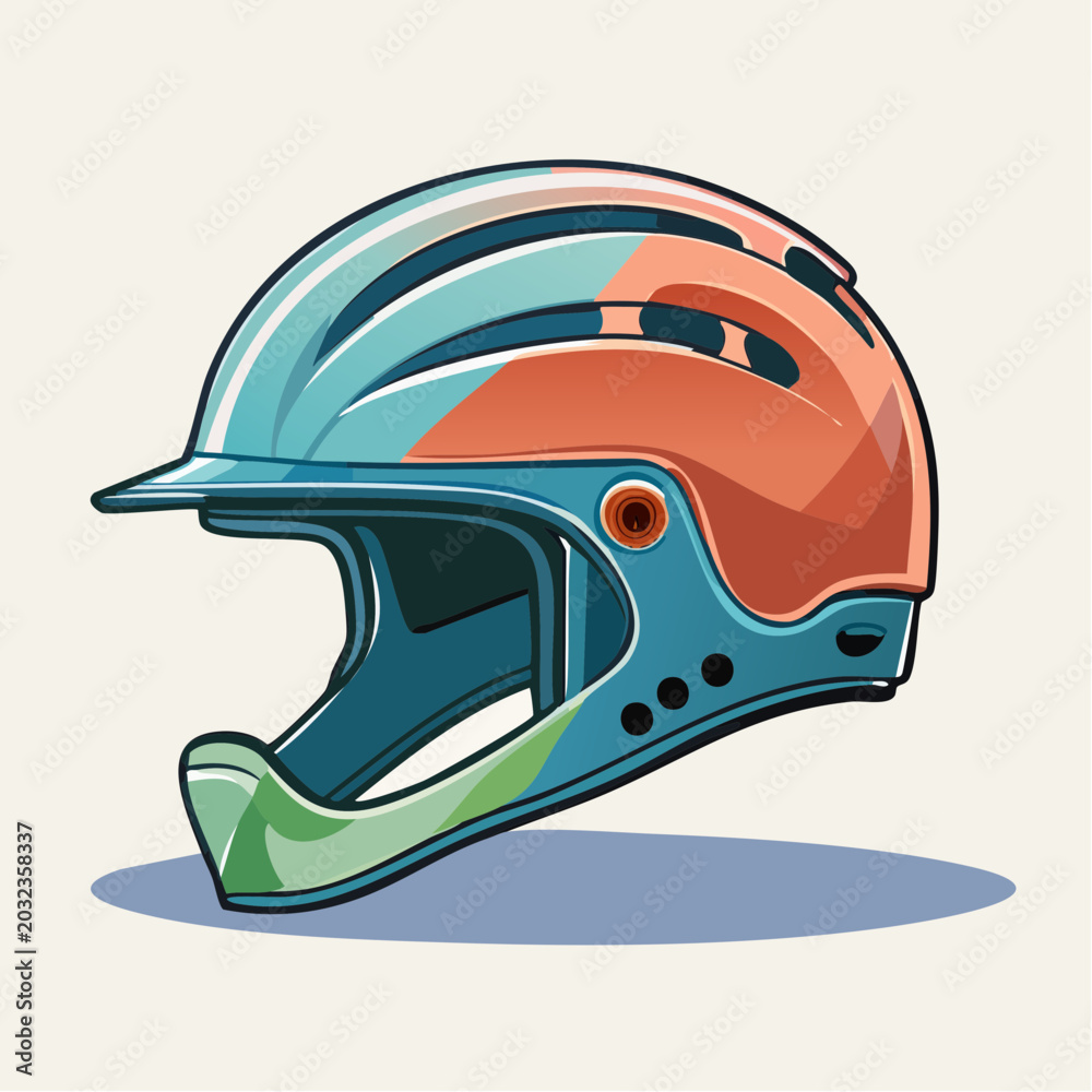 Obraz premium Colorful Mountain Bike Helmet Illustration