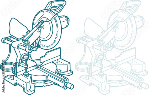 Canvastavla Miter Saw line art illustration isolated on white background
