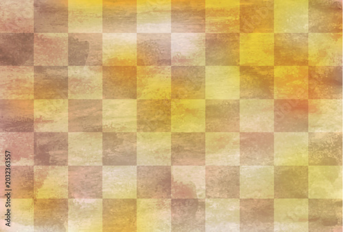 Gold and brown watercolor checkered pattern background