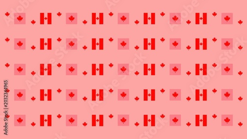 Canada Day background pattern with animated maple leaf illustration and red Canadian flag moving up and down is perfect for the celebration of the day