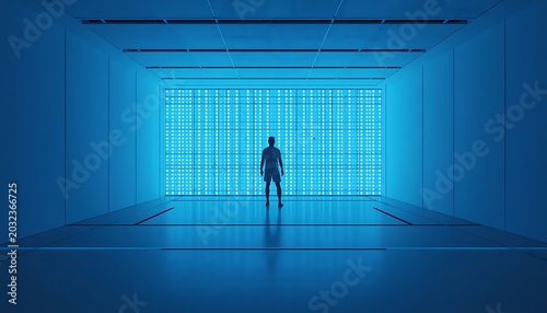 Soccer training simulator featuring integrated performance technology inside a high-tech indoor facility modern 3d illustration for athletic marketing