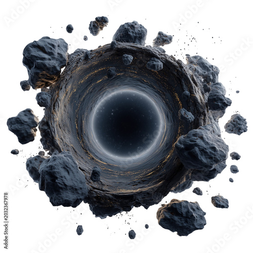 A mesmerizing abstract celestial anomaly with swirling dark matter. isolated on transparent background
