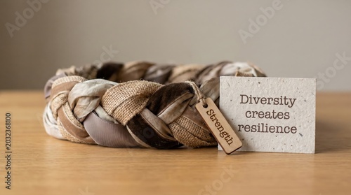 Braided Textile Display with Diversity & Inclusivity Message