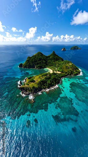Aerial View of Tropical Island Paradise.