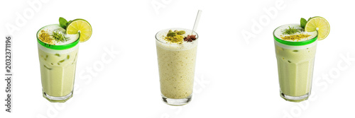 Bild auf Leinwand Pistachio cardamom drink liquid extract showcasing organic plant emulsion parameters, distinct cellular taxonomy traits, botanical fluid properties, food nutrition factors within culinary liquid data
