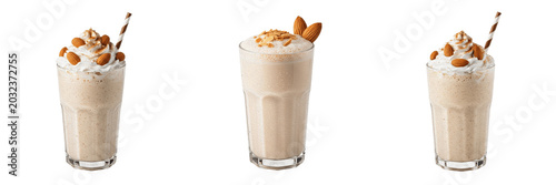Almond chilled shake liquid extract showcasing organic plant emulsion parameters, distinct cellular taxonomy traits, botanical fluid properties, food nutrition elements within culinary drink archives.