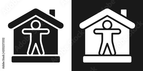 Fényképezés Home Care Icon In Black And White Glyph Style