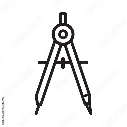 Bilde på lerret Minimal vector drafting compass icon.