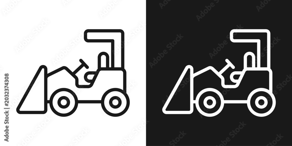 Naklejka premium Tow Truck Icon In Black And White Line Style