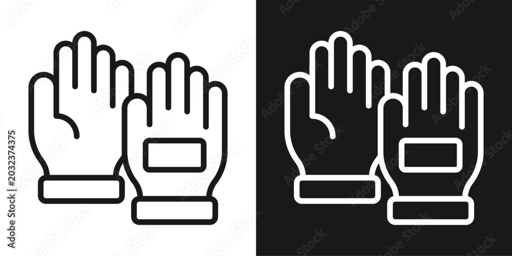 Fototapeta premium Safety Gloves Icon In Black And White Line Style