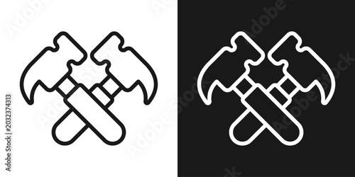 Bild auf Leinwand Cross Tools Icon In Black And White Line Style