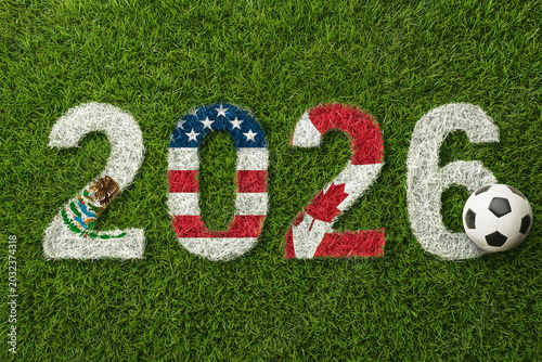 World Cup 2026 Soccer Field Numbers with USA Canada Mexico Flags