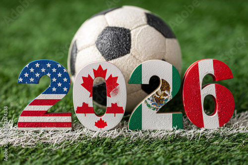 World Cup 2026 Soccer Field Numbers with USA Canada Mexico Flags
