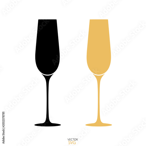 Champagne Flutes Silhouette, Celebration and Elegance