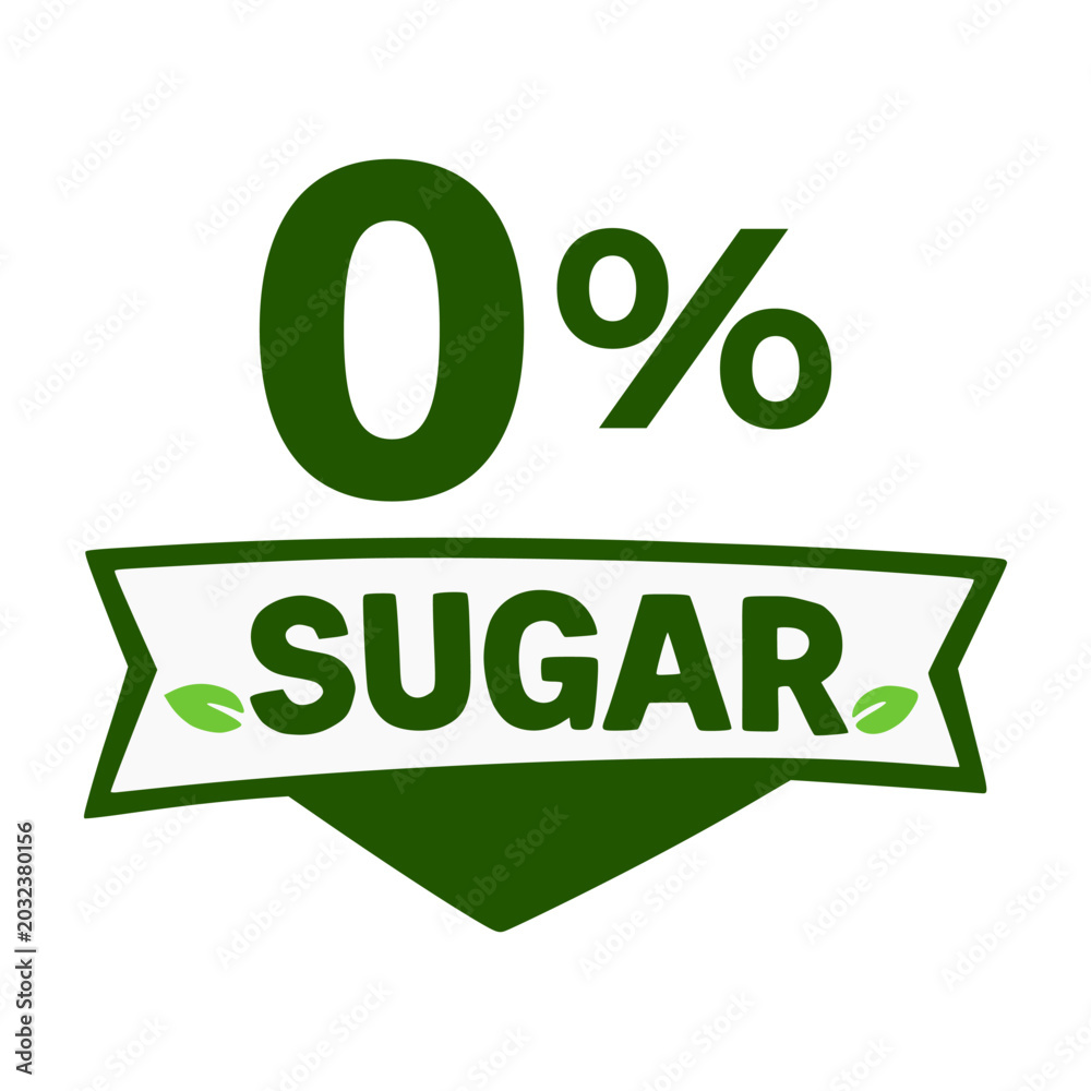 Fototapeta premium zero percent sugar healthy product label sticker flat color vector illustration template design