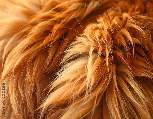 Close-up of fluffy orange fur texture.