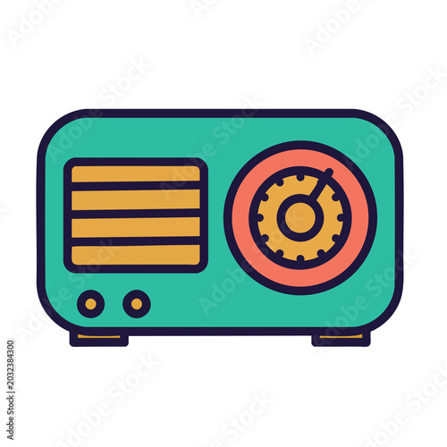 Retro vintage radio icon flat design vector illustration.