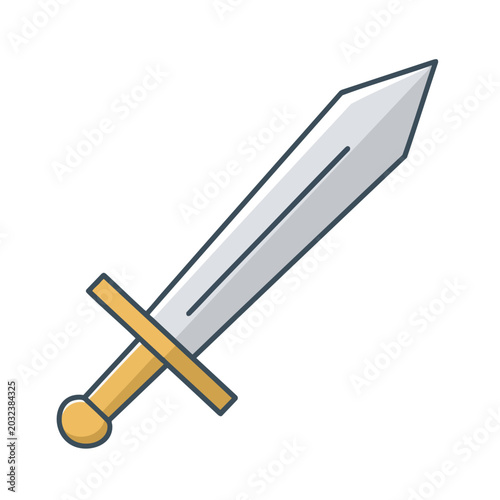 Cartoon Illustration of a Medieval Knight Sword Weapon.