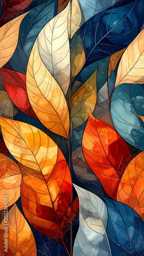 Colorful Leaves Nature Background Texture.