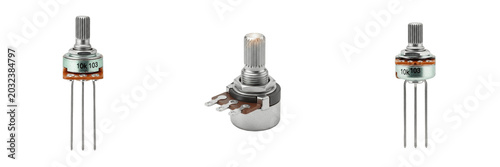 Schilderij op canvas Variable resistor potentiometer electronic hardware component specimen showcasin