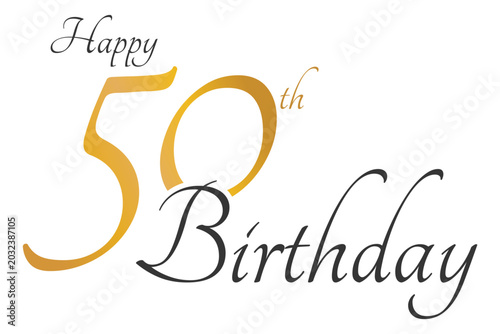 Happy 50th Birthday Gold Elegant Typography Design