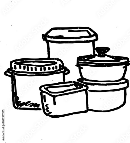 Hand Drawn Stack of Storage Containers Vector Illustration