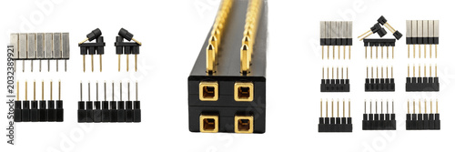 Schilderij op canvas Connector header pins hardware component specimen displaying structural microele