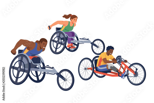 Bild auf Leinwand Paralympic athletes racing wheelchairs compete diverse disabled sports