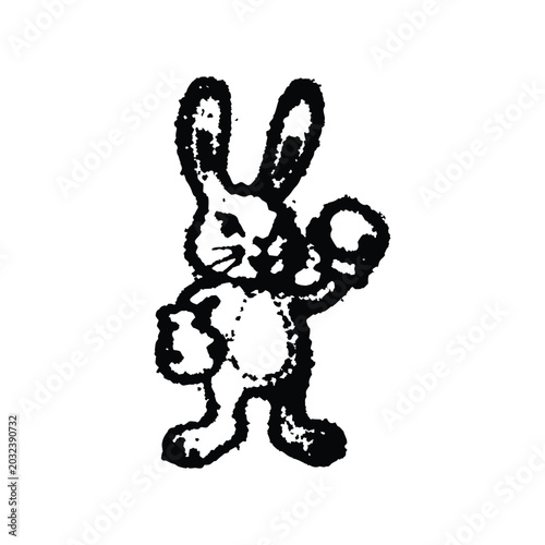 Hand drawn vintage illustration of a grunge style rabbit boxer with boxing gloves vector art