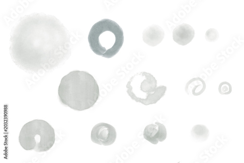 Gray Watercolor Circle Set | Hand Drawn Background Elements