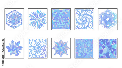 Photos Collection of various intricate snowflakes with detailed patterns