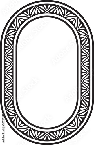 Фотография Vector black monochrome stencil oval classic byzantine ornament