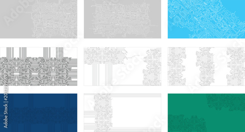 Photos Collection of Flat Microelectronics Circuits board background.