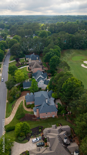 Overcast Sky over Upscale Suburban Neighborhood After Storm