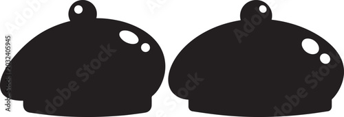 Two black beret hats isolated on white background