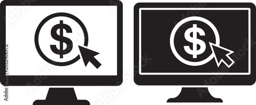 Computer monitor with dollar sign icon