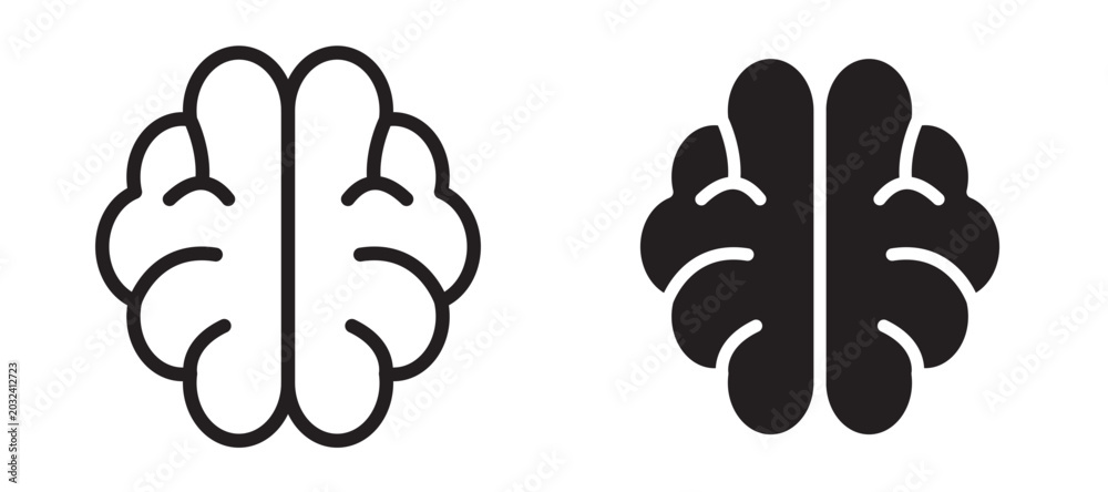 Fototapeta premium Human brain icon In Flat and stroke Style Vector For App, UI, Websites. Black Vector Illustration.