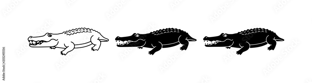 Fototapeta premium Alligator Icons, Crocodile Graphics, Reptile Vector Set